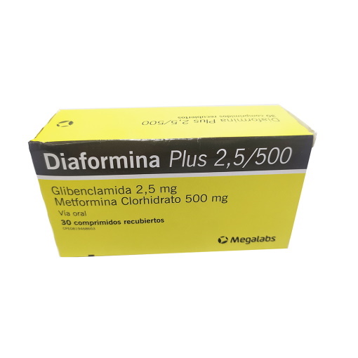 Diaformina Plus Com/rec 2.5 Mg/500 Mg X 30 Klinos 