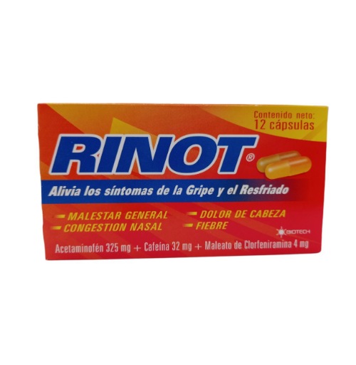 Rinot Cap 325mg/32mg/4mg X 12 Biotech 